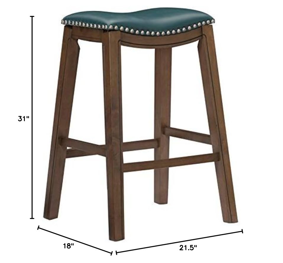 3-Pack Green Upholstered Faux Leather Backless Bar Stools Set - 29