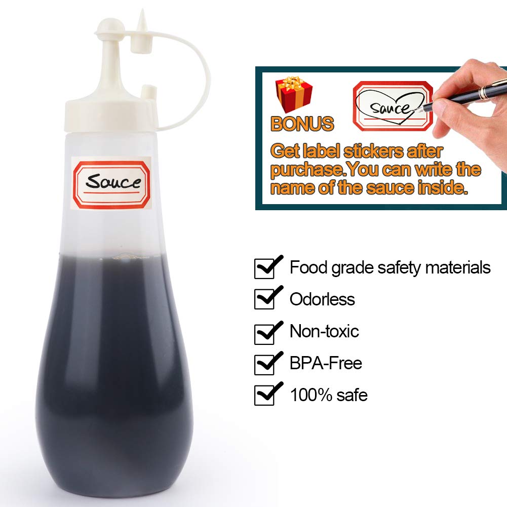 Premium 12oz Plastic Condiment Squeeze Bottles - Pack of 3 | Leak-Proof Kitchen Sauce Dispenser for Ketchup, Mustard, Syrup & Salad Dressing | Ideal for Restaurants, BBQs, Pancake Art & Home Cooking
