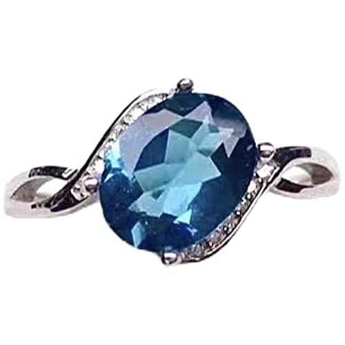 Designer Natural London Blue Topaz Sterling Silver Ring - 18K White Gold Plated November Birthstone Jewelry | Handmade Engagement Gift for Women | Perfect for Anniversaries, Birthdays & Special Occasions