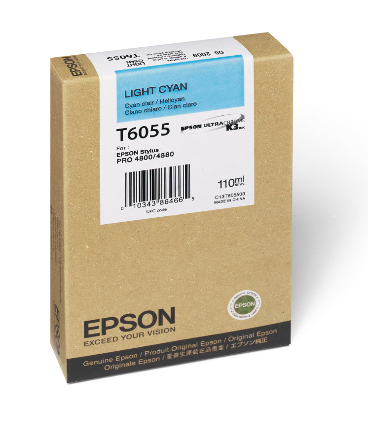 Epson T605500 4880/4800 Ultrachrome HDR Ink Cartridge - Light Cyan 110ml | High-Quality Printer Ink for Professional Photo Printing & Graphic Design