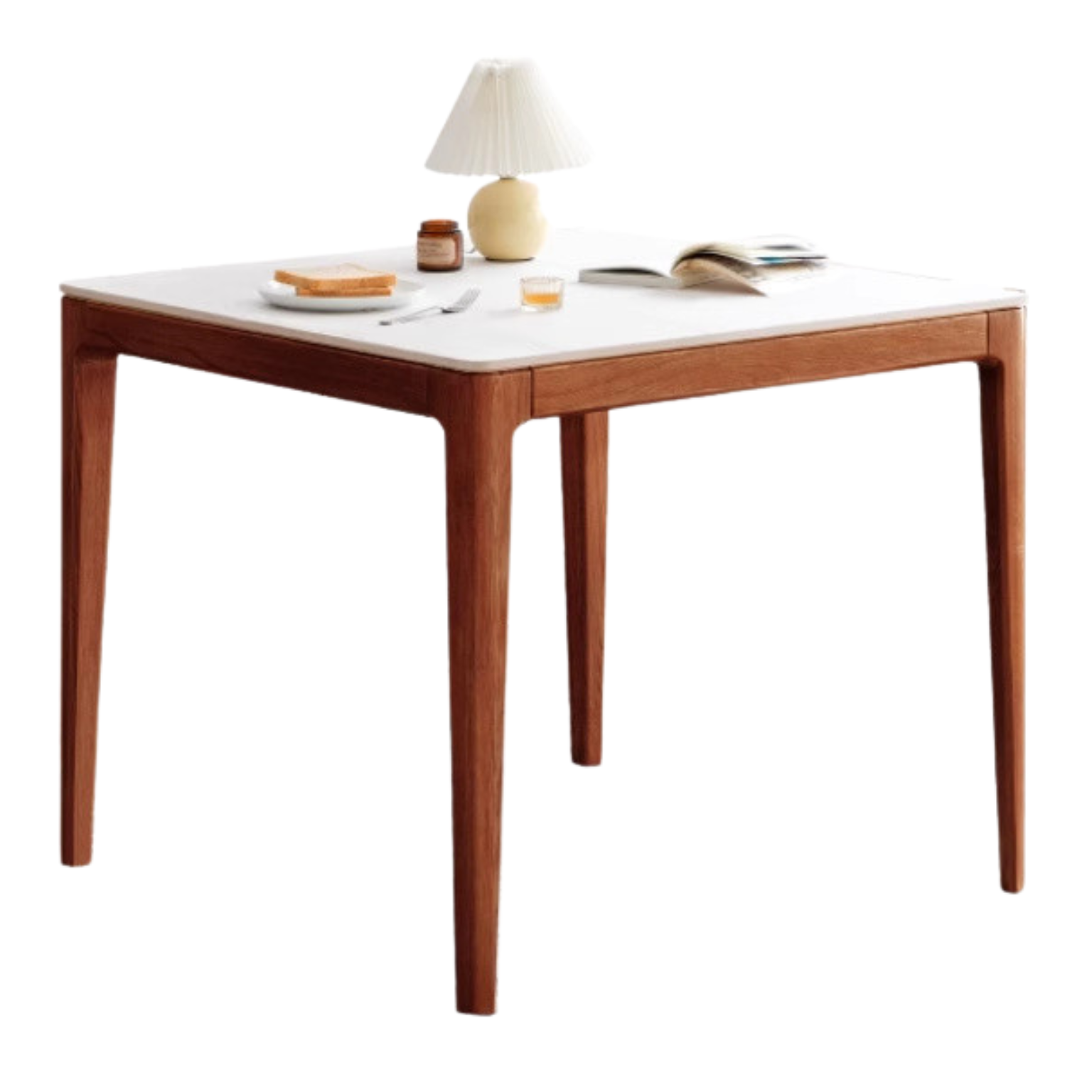 Solid Oak Wood Square Slate Dining Table - Rustic Farmhouse Style for Kitchen, Dining Room & Outdoor Patio