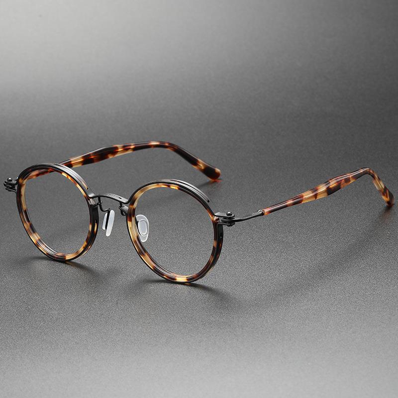 Vintage Round Acetate Glasses Frame for Men & Women - Retro Eyewear with Clear Lens - Perfect for Reading, Fashion & Everyday Use