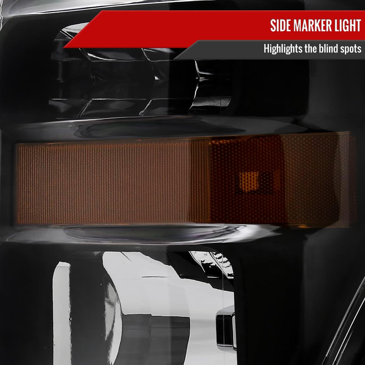 Ford F250 F350 F450 Pickup Truck Headlights (2008-2010) - Black Replacement Headlight Assembly Pair (Left + Right) - Perfect for Off-Roading & Night Driving