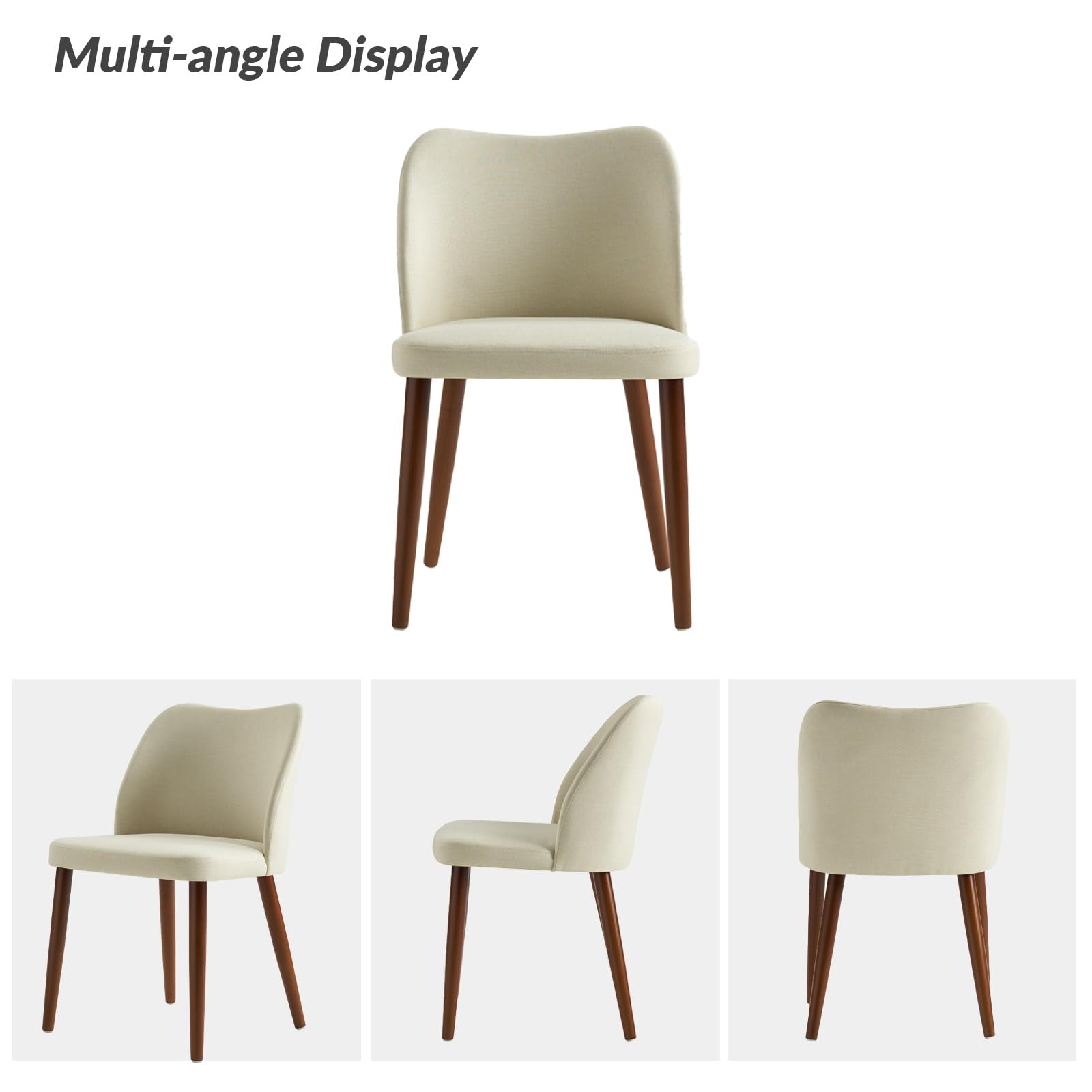 HULALA HOME 4-Piece Upholstered Dining Chair Set - Modern Ergonomic Design with Solid Wood Legs, Comfortable Armless Side Chairs for Kitchen, Dining Room, Living Room & Restaurant - Ivory (Perfect for Family Dinners, Entertaining Guests & Restaurant Seating)