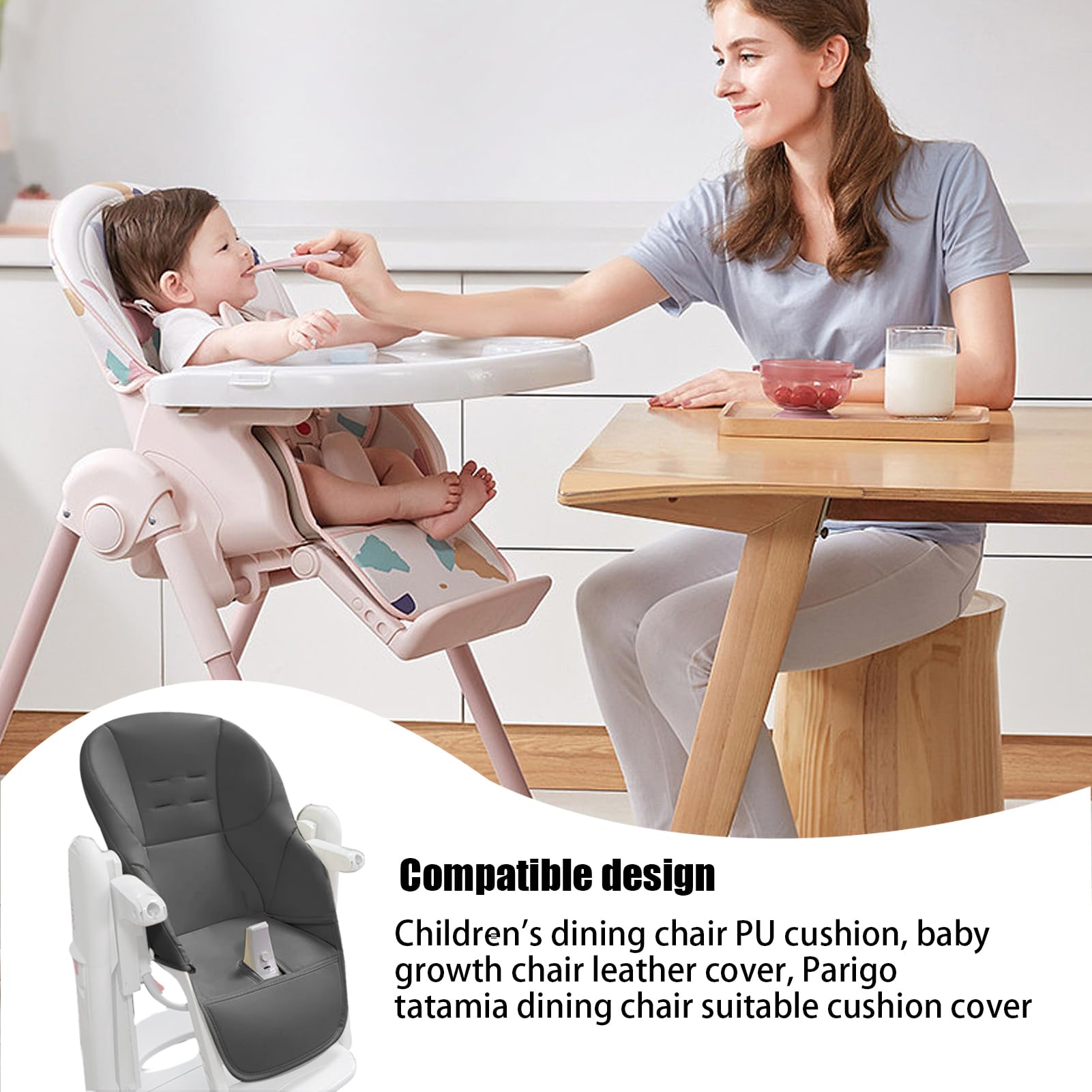 Premium PU Leather Baby High Chair Cushion Cover - Soft Replacement Pad for Peg Perego Tatamia High Chair | Waterproof & Easy Clean Dining Seat Protector for Infants & Toddlers | Perfect for Home, Restaurant & Daycare Use