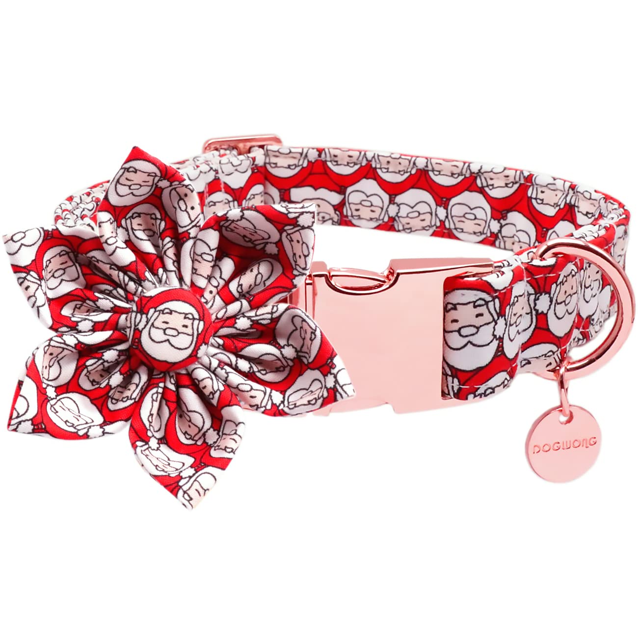 DOGWONG Cotton Dog Collar with Adjustable Bow Tie - Soft Comfortable Durable Pet Collar for Small Medium Large Dogs - Perfect for Daily Walks, Training & Special Occasions