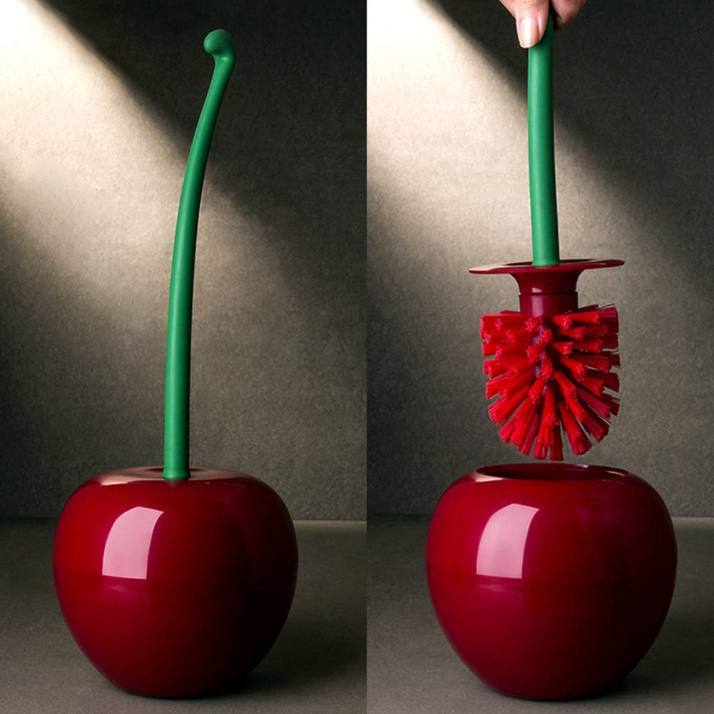 Dora Bridal Toilet Brush and Holder Set - Cherry Bathroom Cleaning Tool with Long Handle, Cute Toilet Bowl Brush for Home Decor (1 Brush + 1 Holder) | Perfect for Bathroom Organization & Cherry-Themed Decor