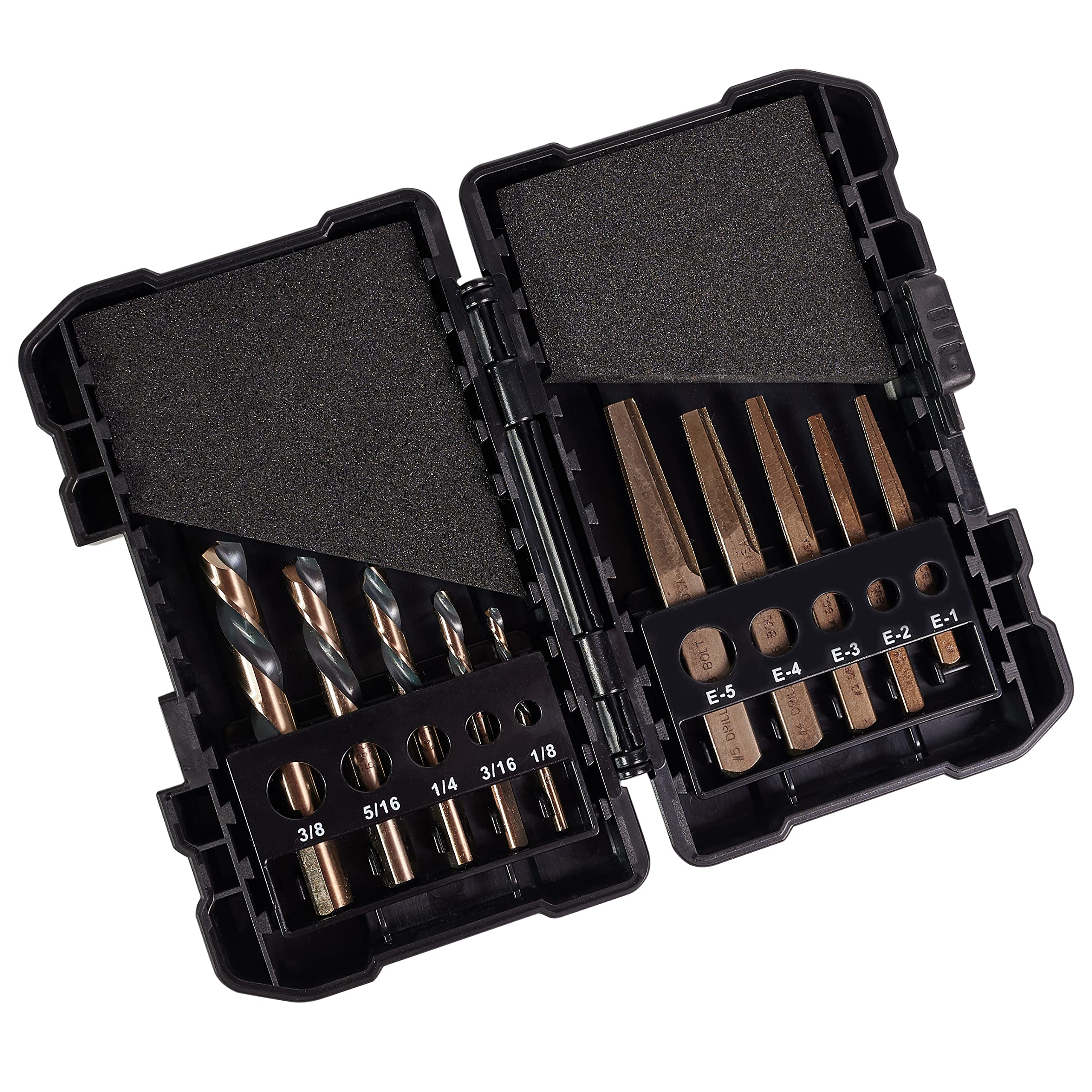 KnKut 10-Piece Left Hand Screw Machine Drill & Square Extractor Set - Professional Screw Removal Tool Kit for Metalworking, Automotive Repair and DIY Projects