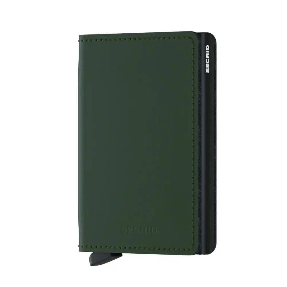 Secrid Slim Wallet for Men & Women - RFID Blocking Matte Green/Black Leather Minimalist Card Holder - Perfect for Travel, Business & Everyday Use