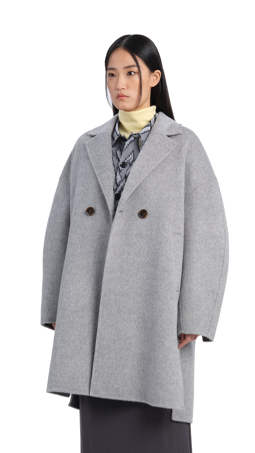 Melange Double Face Coat for Women - Soft & Warm Winter Outerwear - Perfect for Office, Travel & Casual Outfits