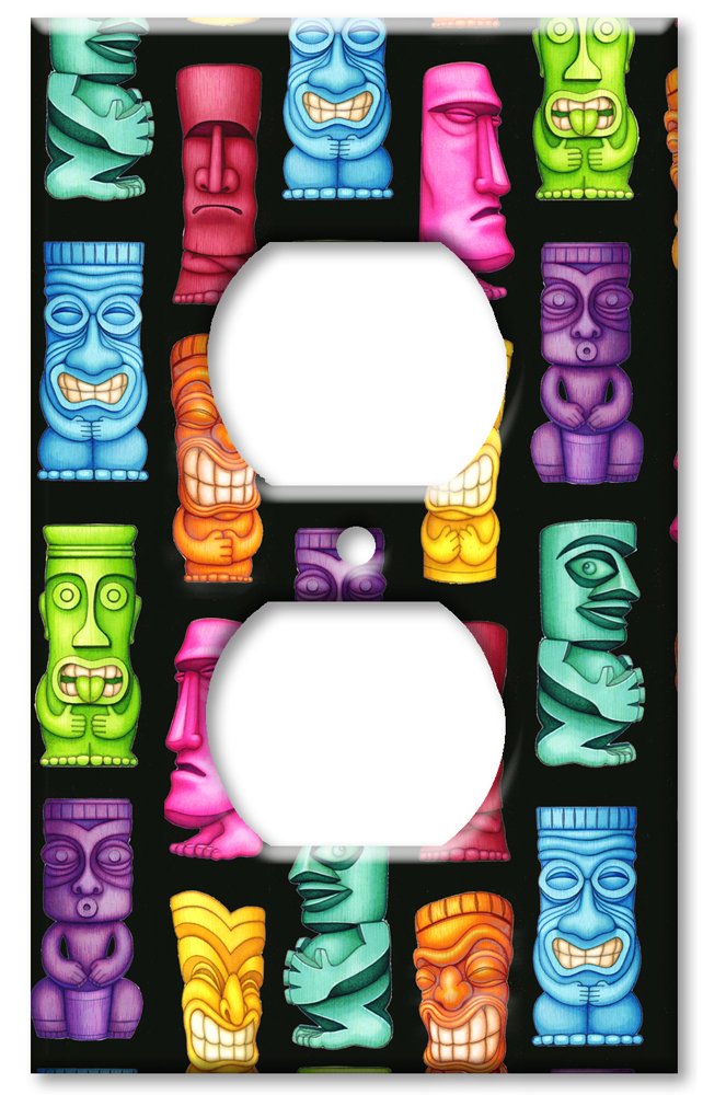 Hand-Painted Tiki Art Switch Plates - Decorative Outlet Covers for Home & Office - Perfect for Tropical, Beach, and Hawaiian Themed Decor