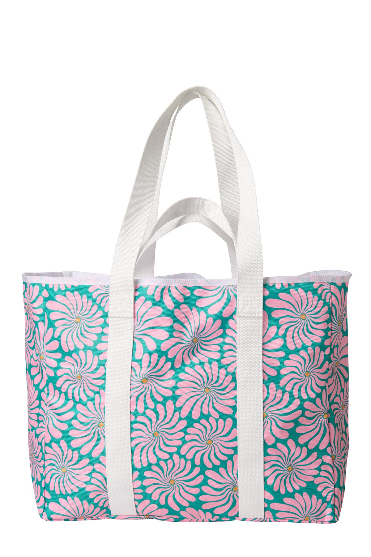 Eco-Friendly Wavy Floral Print Recycled Cotton Tote Bag - Azalea Design for Grocery Shopping, Beach Trips & Daily Use