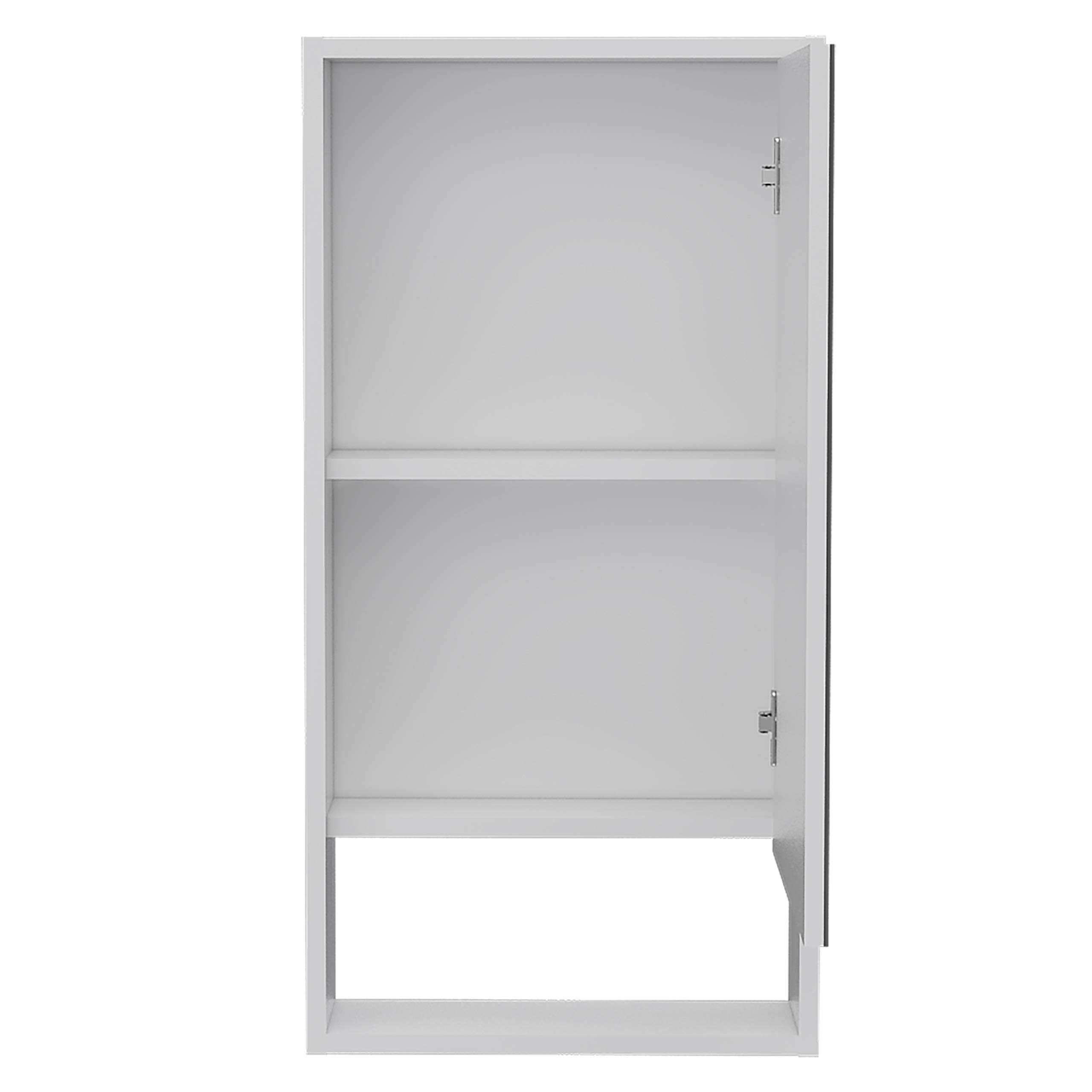 White Modern Medicine Cabinet with Open Shelf & Mirrored Door - 2 Interior Shelves for Bathroom Storage - Perfect for Small Bathrooms, Vanities & Apartment Living