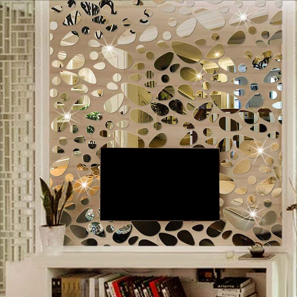 18Pcs Decorative Oval Wall Mirrors - 17.3 x 11.8 Inch Acrylic Mirror Stickers for Home Decor, Living Room, Bedroom & Hallway - Self-Adhesive Mirror Tiles for Wall Art, DIY Home Improvement & Interior Design
