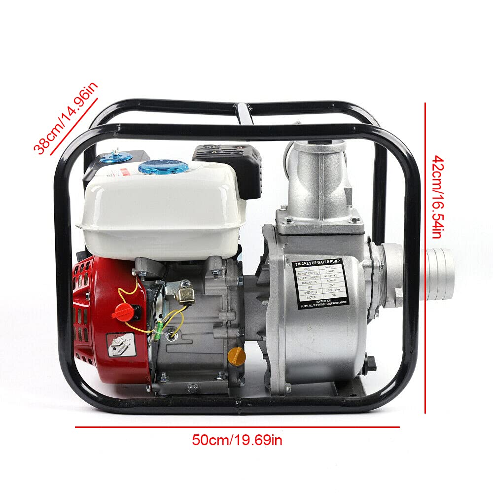 **DNYSYSJ 7.5HP 210CC 4-Stroke Gasoline Water Pump - High Pressure Portable Gas Water Pump for Landscaping, Gardening, Irrigation & Farm Use - 3
