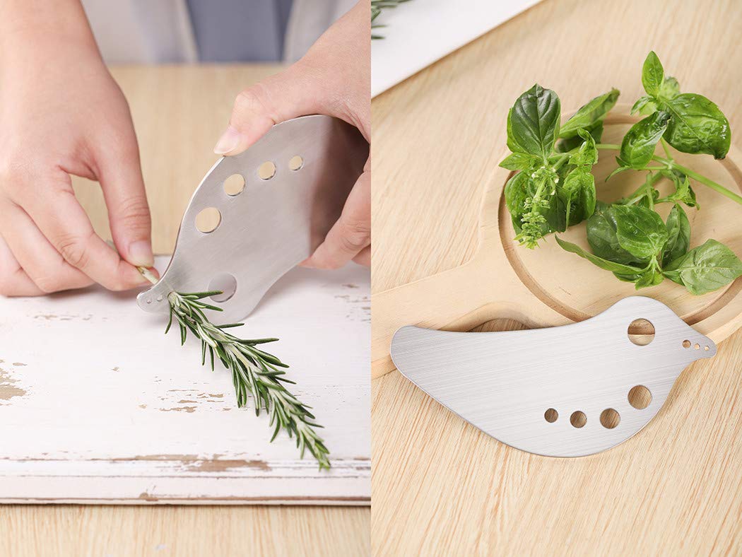 Stainless Steel Herb Stripper Tool - Kale, Chard, Collard Greens, Parsley, Thyme, Basil, Rosemary Peeler - Perfect for Fresh Herb Preparation & Cooking