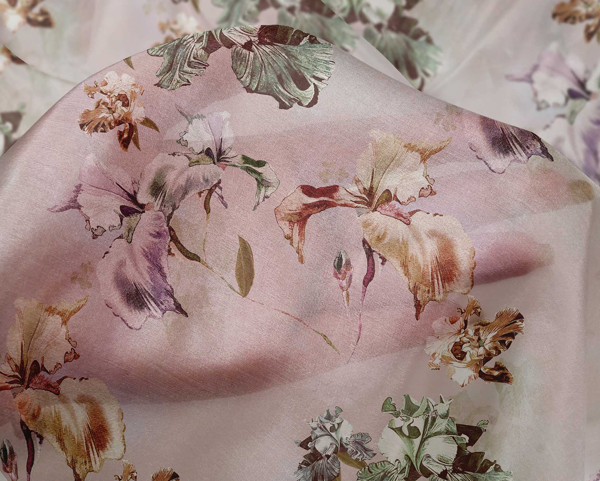 oneOone Silk Tabby Blush Pink Floral Print Fabric by The Yard - 42 Inch Wide Premium Dress Material for Bridal Gowns, Evening Dresses & DIY Fashion Projects