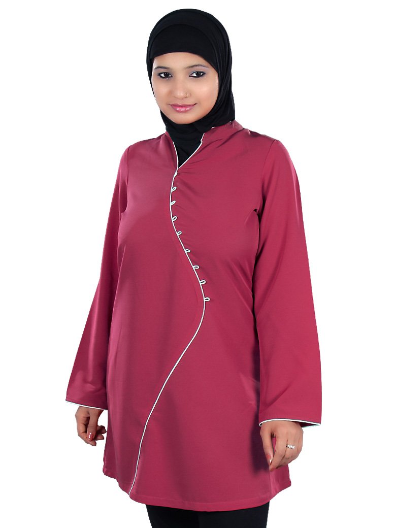 Elegant Islamic Somaya Tunic for Women - Rose Pink Modest Dress | Perfect for Prayer, Eid, and Special Occasions