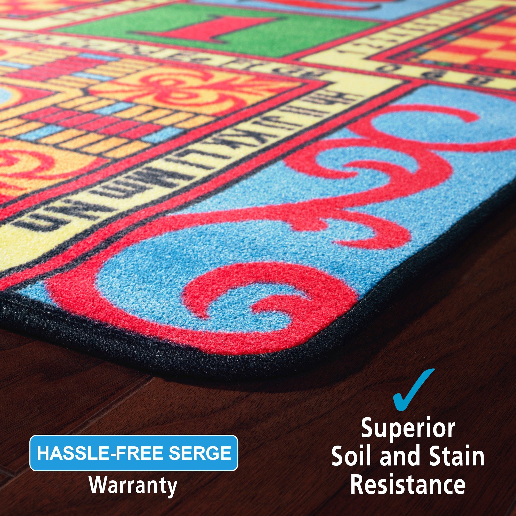 Flagship Carpets Educational Area Rug for Kids - Interactive Learning Carpet with Alphabet, Numbers & Games - 6' x 12' Multicolor Playroom Rug for Classroom, Nursery & Children's Bedroom - Perfect for Early Childhood Education & Playtime Activities