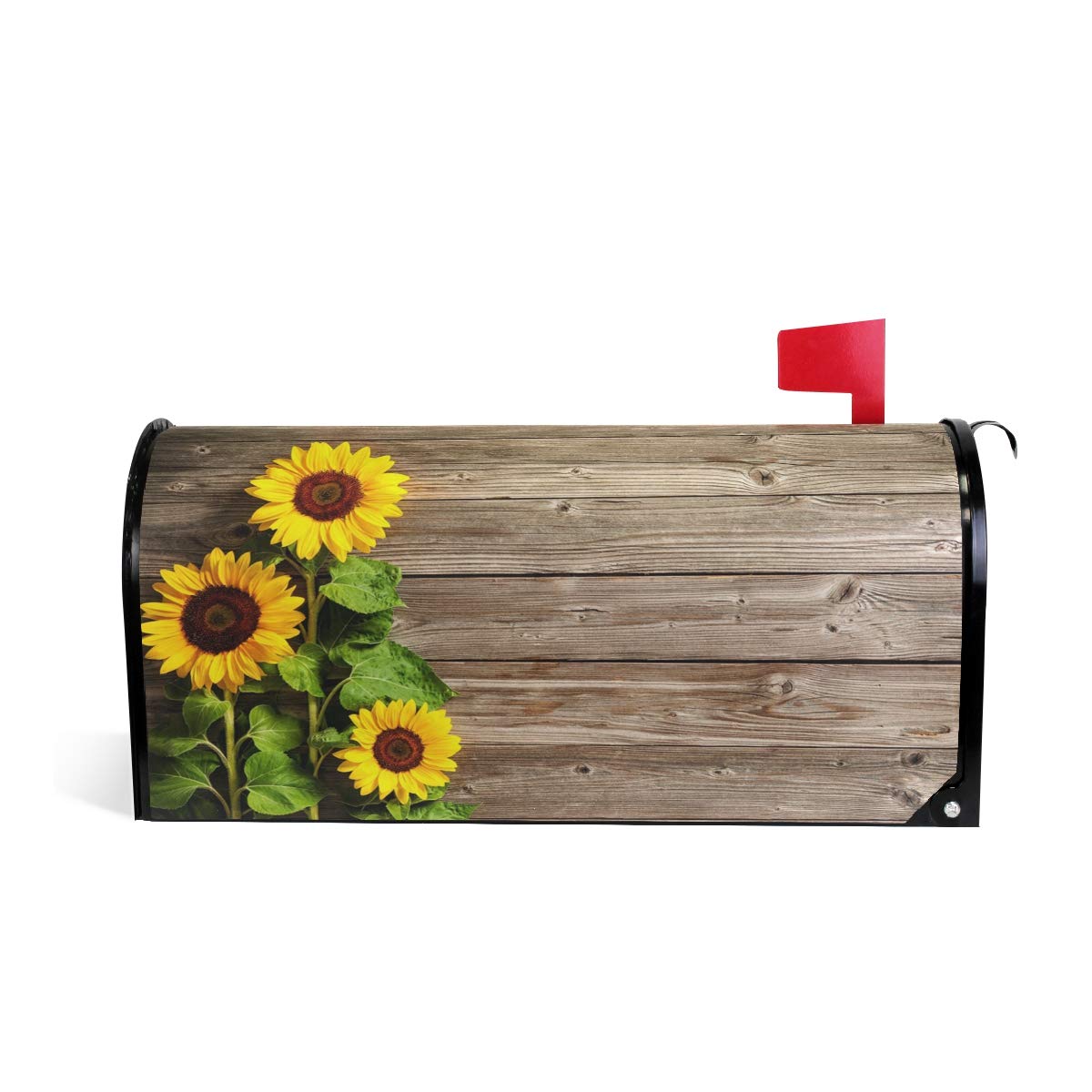 Senya Sunflowers on Wooden Board - Large Decorative Mailbox Cover for Outdoor Post Box, Oversized Garden Yard Decor - Perfect for Front Porch, Lawn & Patio Decorations