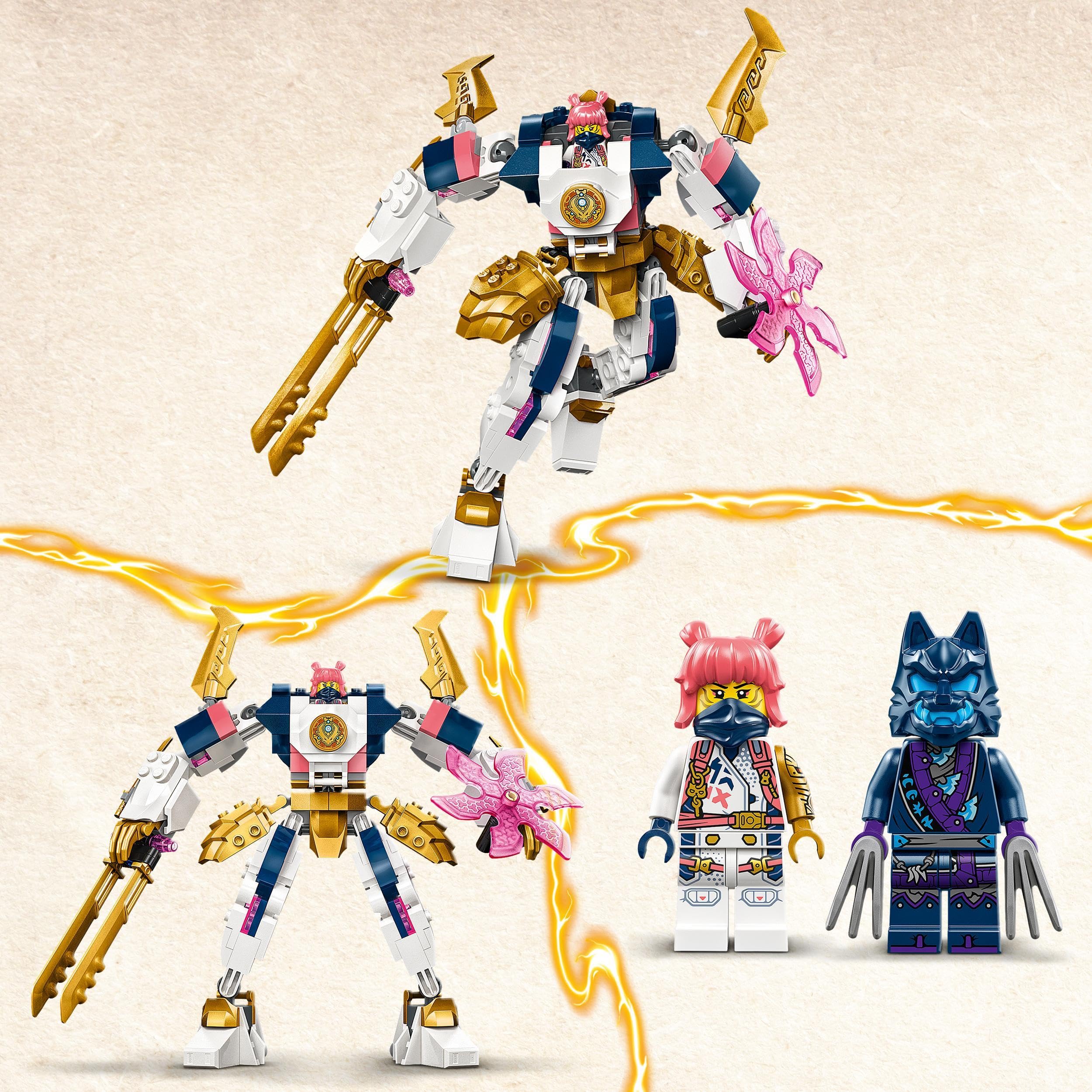 LEGO Ninjago Sora's Elemental Robot Building Toy Set with Minifigure - 71807 - Creative Construction Kit for Kids Ages 7+ - Perfect Birthday Gift for Boys & Girls - Ninja Play & Display Scenes