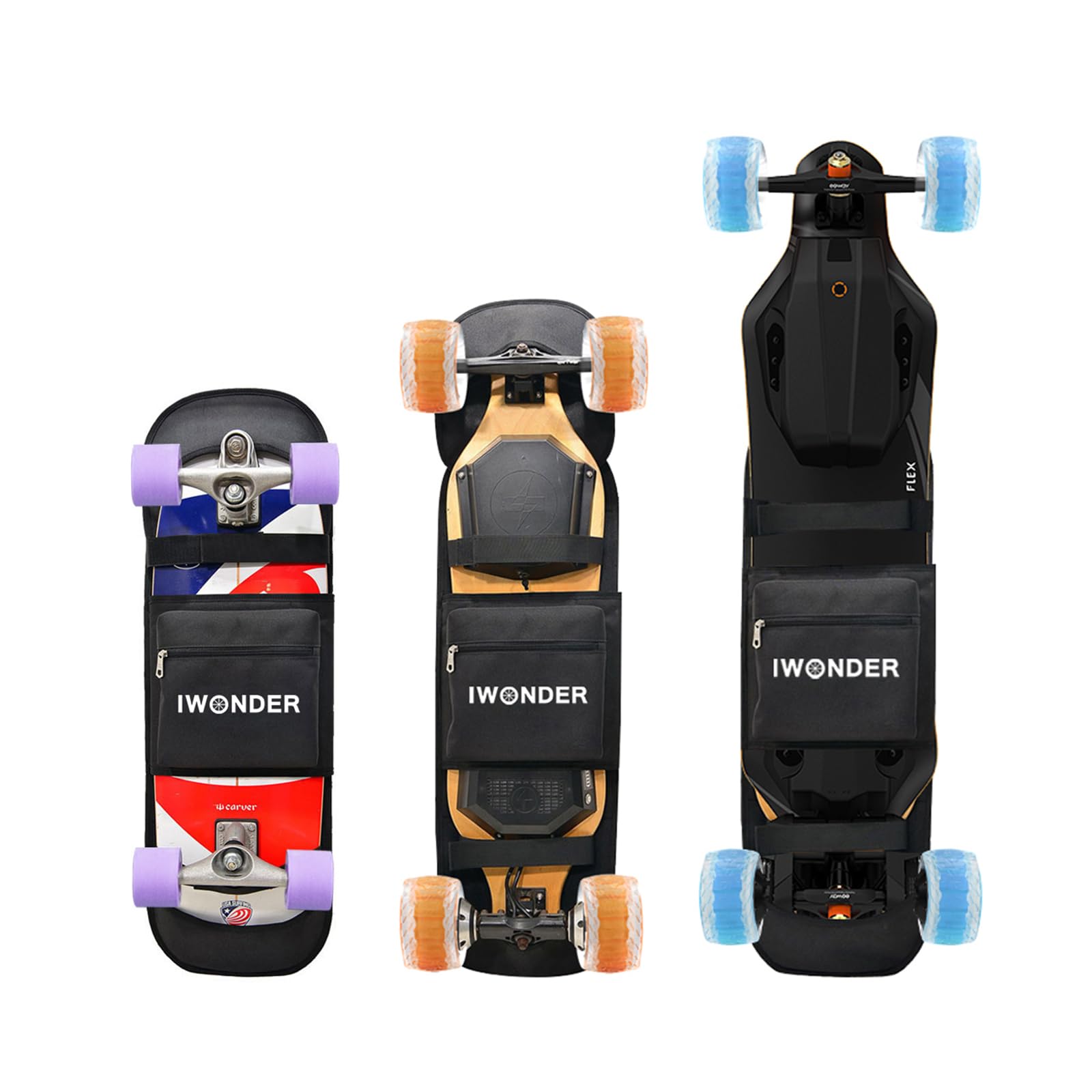 **IWONDER Electric Skateboard Backpack - Adjustable Shoulder Strap, Foldable & Lightweight Carrier for Travel, Commuting & Campus Use - Perfect for Skateboarders & Longboard Riders**