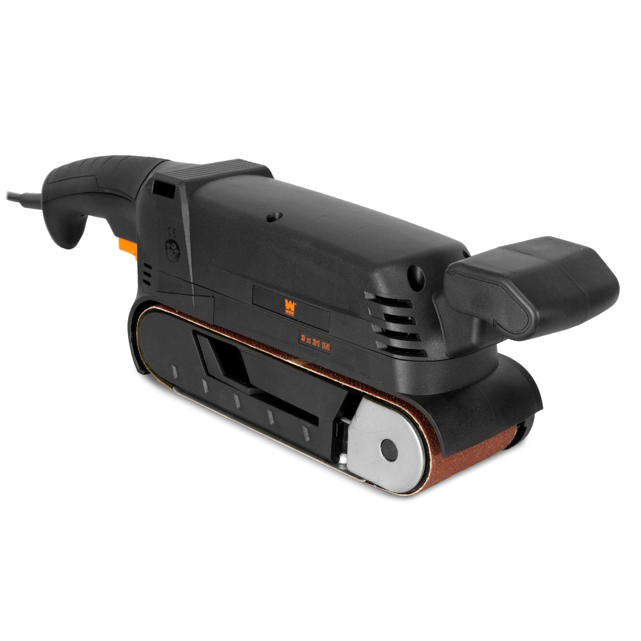 WEN HB3216 7 Amp 3x21 Inch Variable Speed Belt Sander - Handheld & Benchtop Dual Use for Woodworking, Metal Polishing & DIY Projects