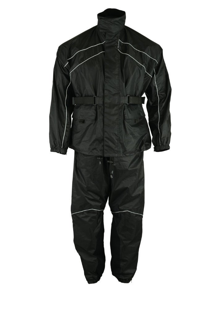 Daniel Smart Motorcycle Rain Suit for Men - Waterproof Polyester Softshell with Reflective Piping & Zipper Closure - Ideal for Commuting, Touring & Wet Weather Riding