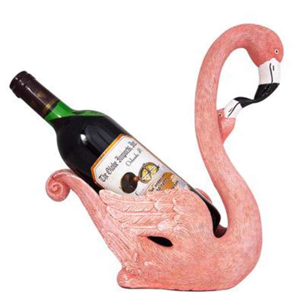Elegant Pink Flamingo Wine Bottle Holder - Decorative Tabletop Centerpiece for Parties, Weddings & Home Decor