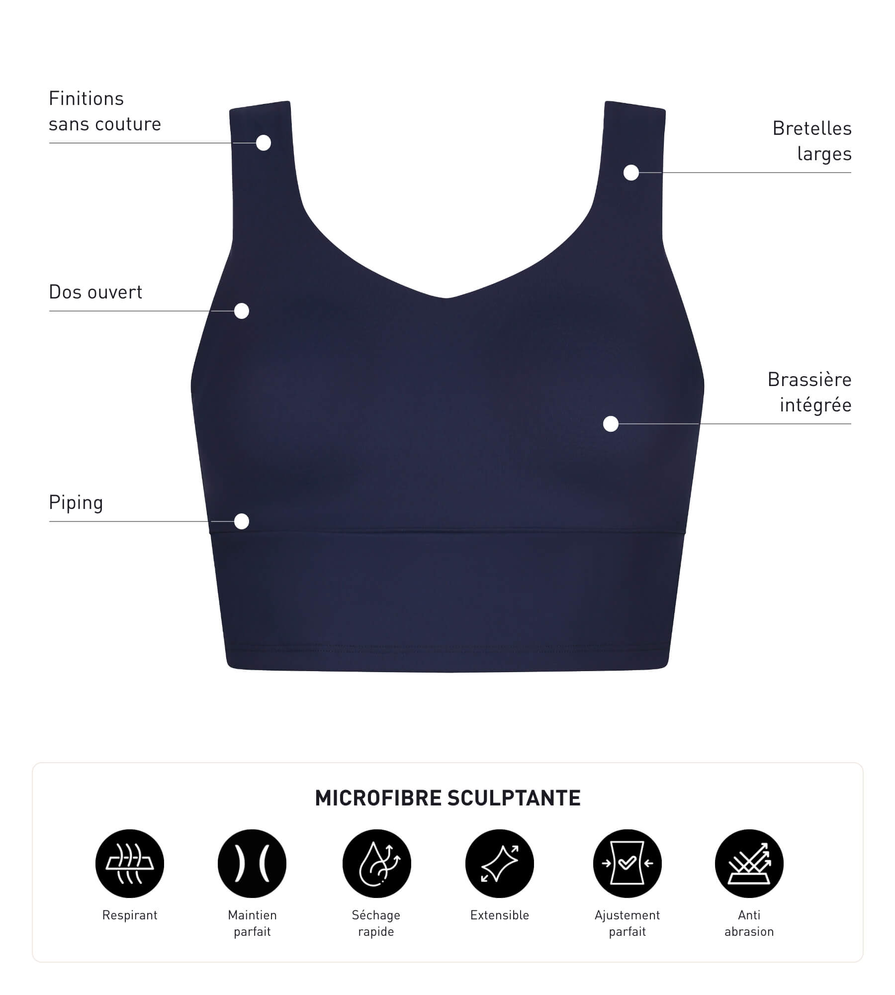 Sculpting Longline Microfiber Bra in Midnight Blue - Perfect for Yoga, Workouts & Everyday Comfort | DIM MOVE