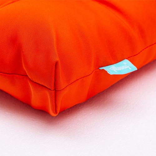 QILLOWAY 4-Pack Outdoor Chair Cushions - Tufted Seat & Back Pillows for Patio, Deck, Poolside - Spring Summer Seasonal Replacement Cushions (Orange) - Perfect for Garden Furniture, Outdoor Lounging & Relaxation