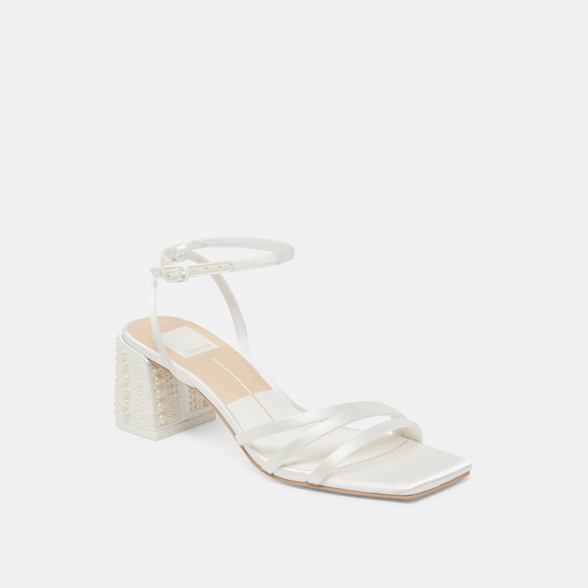 YSABEL PEARL HEELS - True White Satin Women's Wedding Shoes for Bride, Prom, Evening Party & Special Occasions