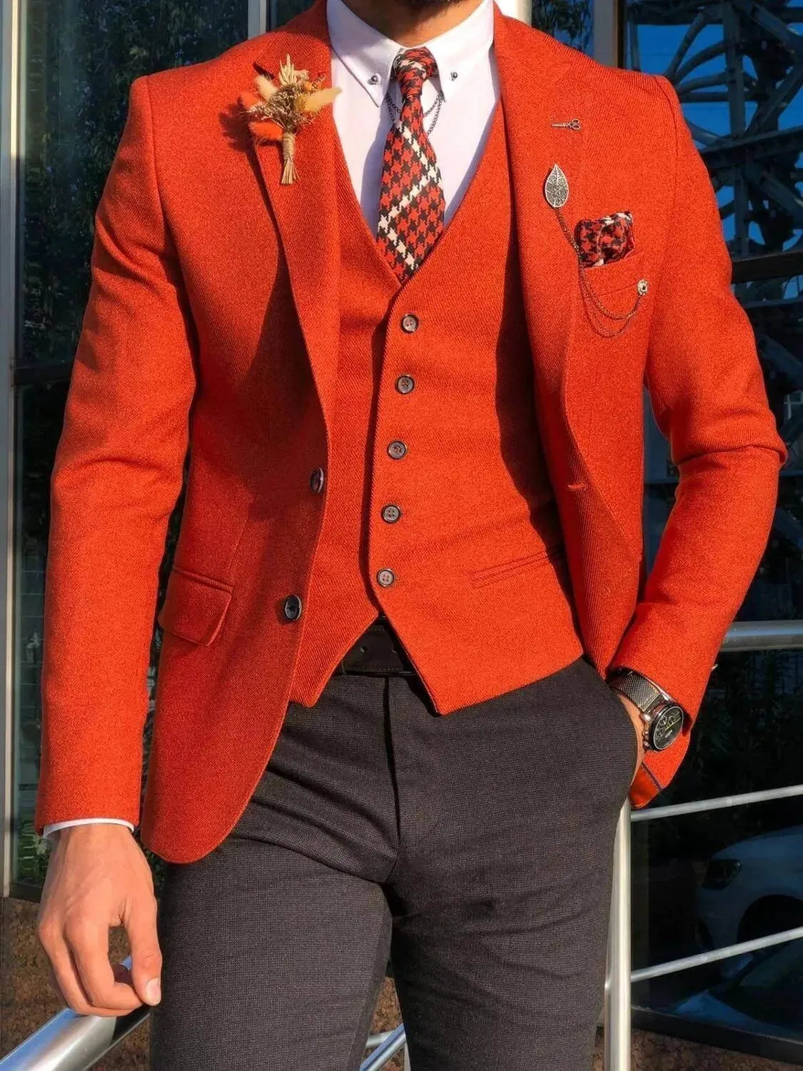 Men's 3-Piece Suit Set - Formal Business Blazer, Vest & Pants for Office, Wedding & Special Occasions