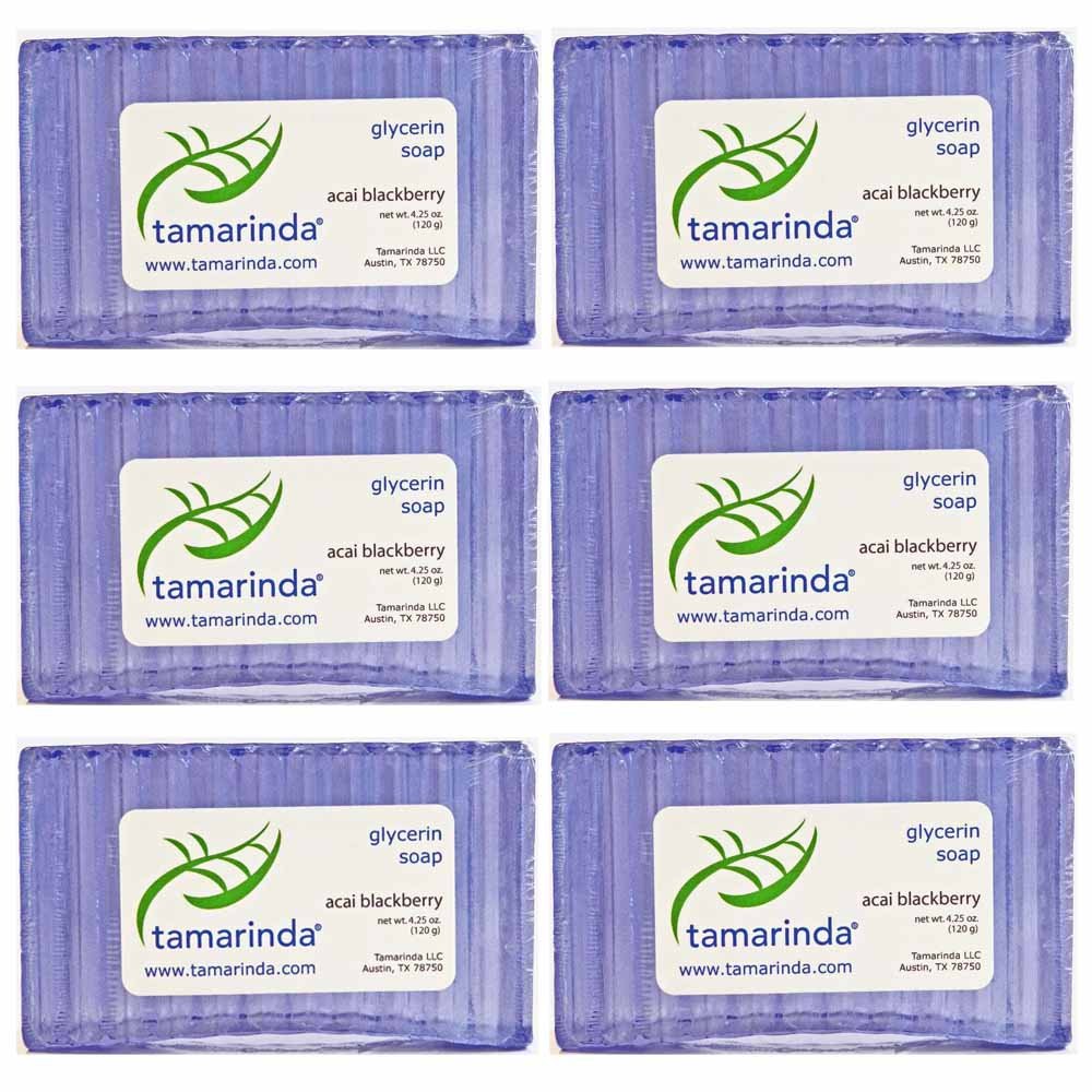 Acai Blackberry Glycerin Soap - 6 Pack of 4.25 Oz Bars | Natural Moisturizing & Exfoliating | Perfect for Dry Skin & Daily Cleansing