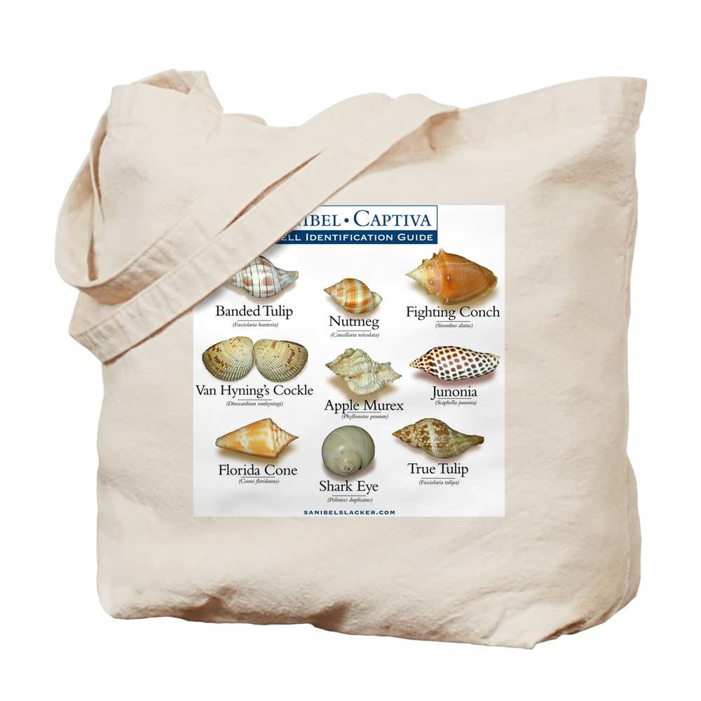 CafePress Shell Identification Guide Tote Bag - Natural Canvas Reusable Shopping & Beach Tote - Perfect for Groceries, Picnics & Coastal Adventures