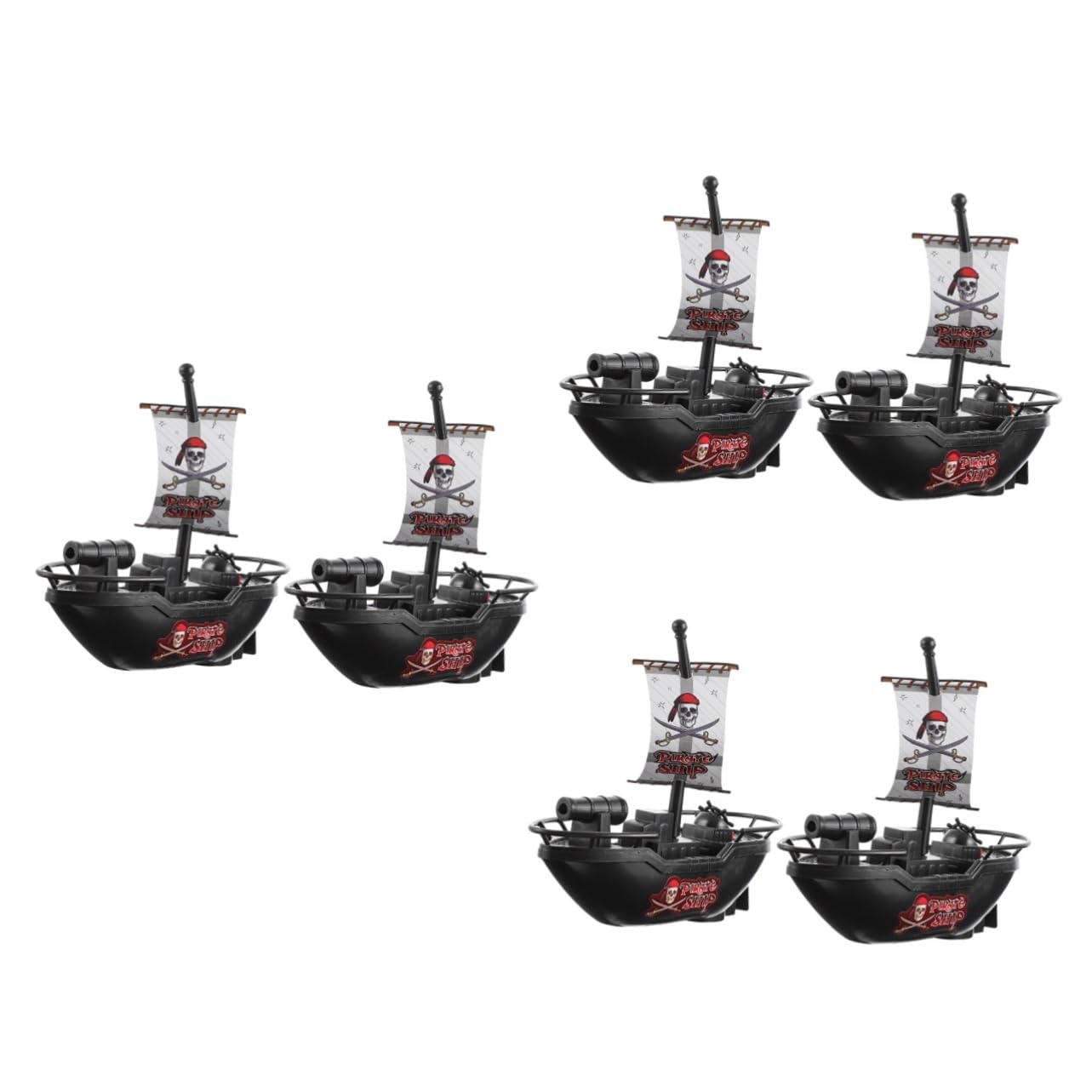 VICASKY 6 Pack Black Plastic Toy Boats - Mini Sailboat Pool Toys for Kids, Floating Bath & Beach Play Set - Fun Outdoor Water Games for Pools, Lakes & Ocean
