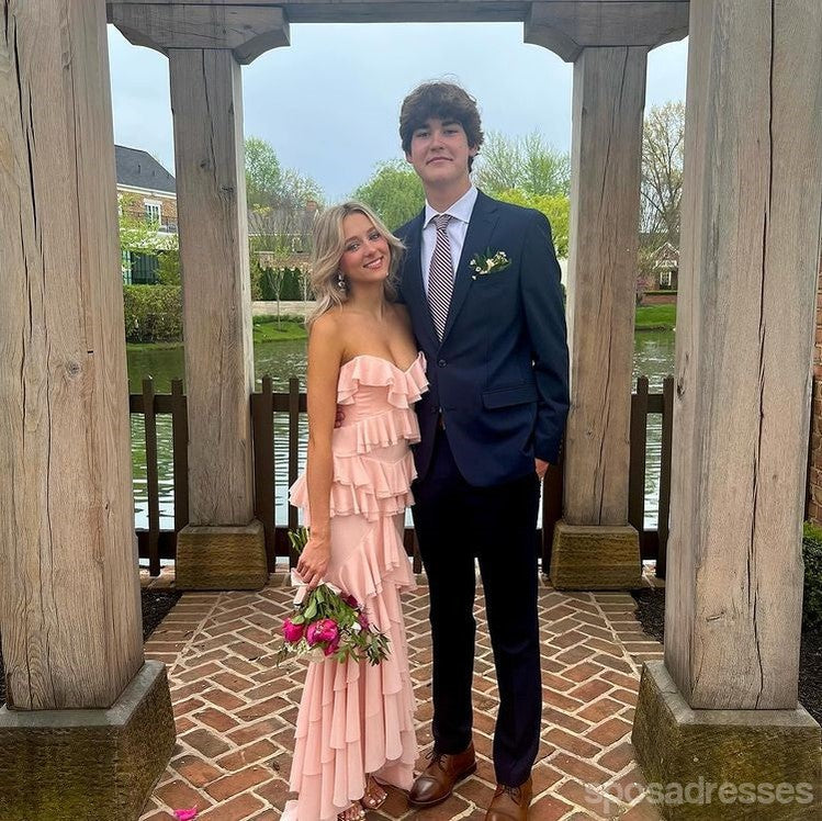 Elegant Pink Mermaid Maxi Long Party Prom Dresses for Women, Evening Gowns with Beading - Perfect for Prom Night, Homecoming, Wedding & Special Occasions