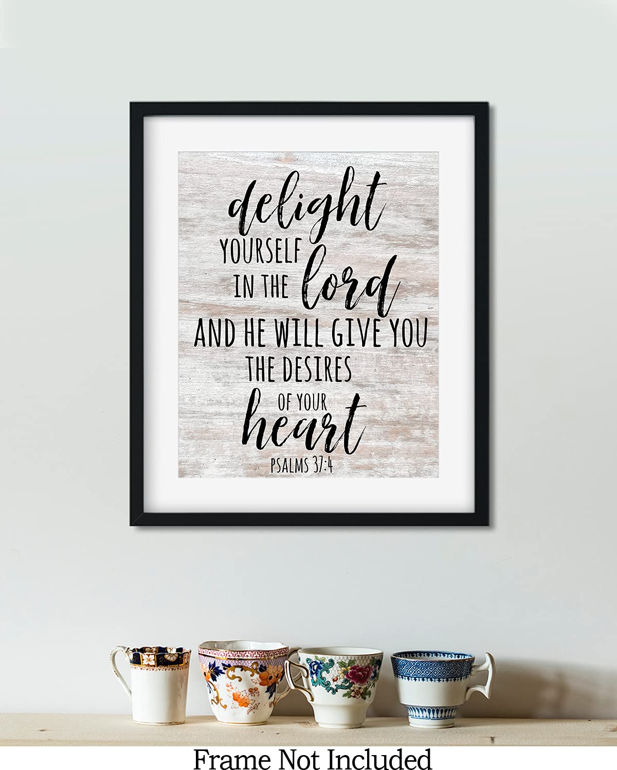 Govivo Bible Verse Wall Art - Psalm 37:4 'Delight Yourself in the Lord' - Christian Home Decor, Inspirational Farmhouse Print, Unframed 11x14 - Perfect for Living Room, Bedroom & Christmas Gifts for Women