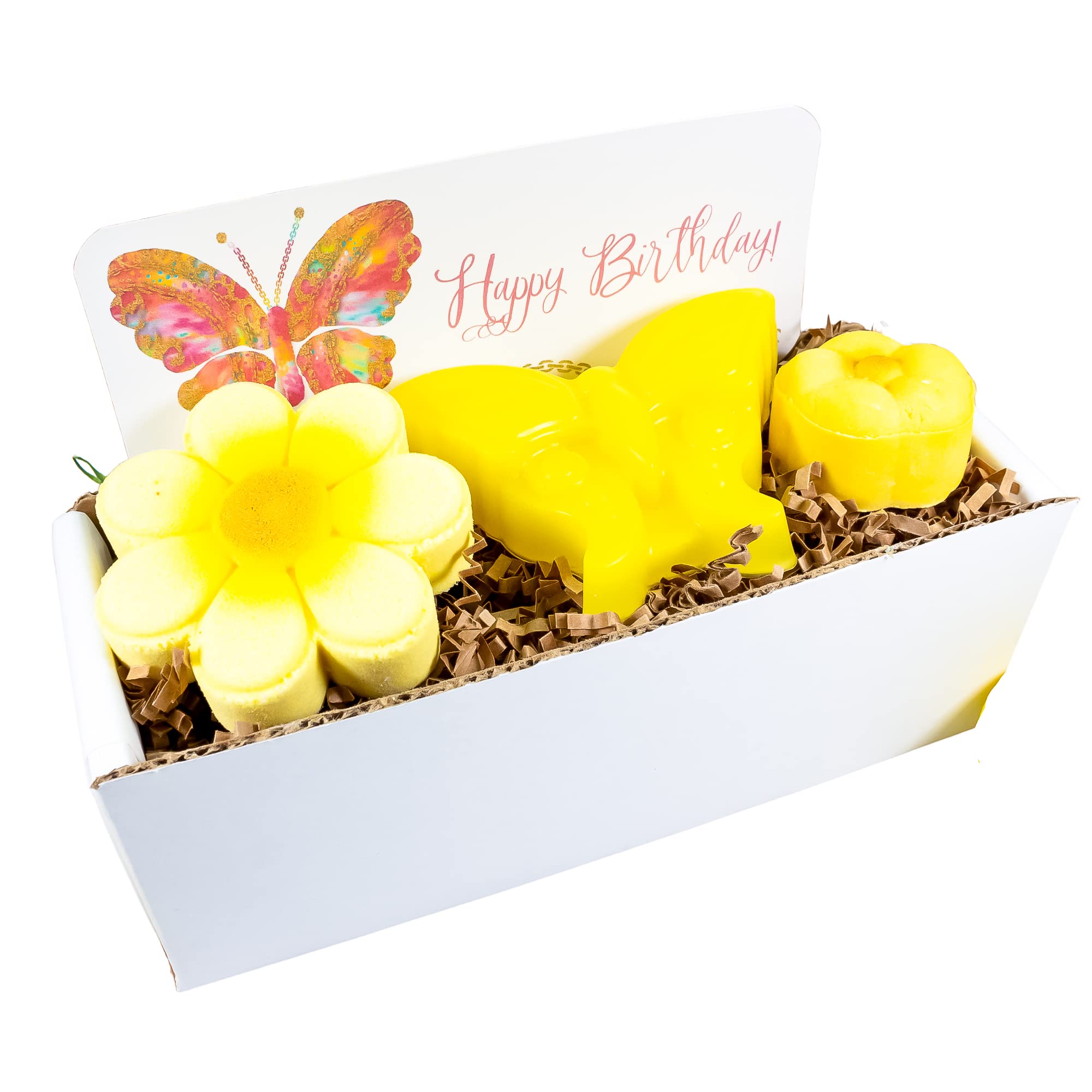 Kids Birthday Spa Gift Set - Raspberry Lemonade Scented Butterfly Soap Flower & Bath Bomb with Solid Bubble Bath Bar | Perfect for Birthday Parties, Relaxation & Self-Care Gifts