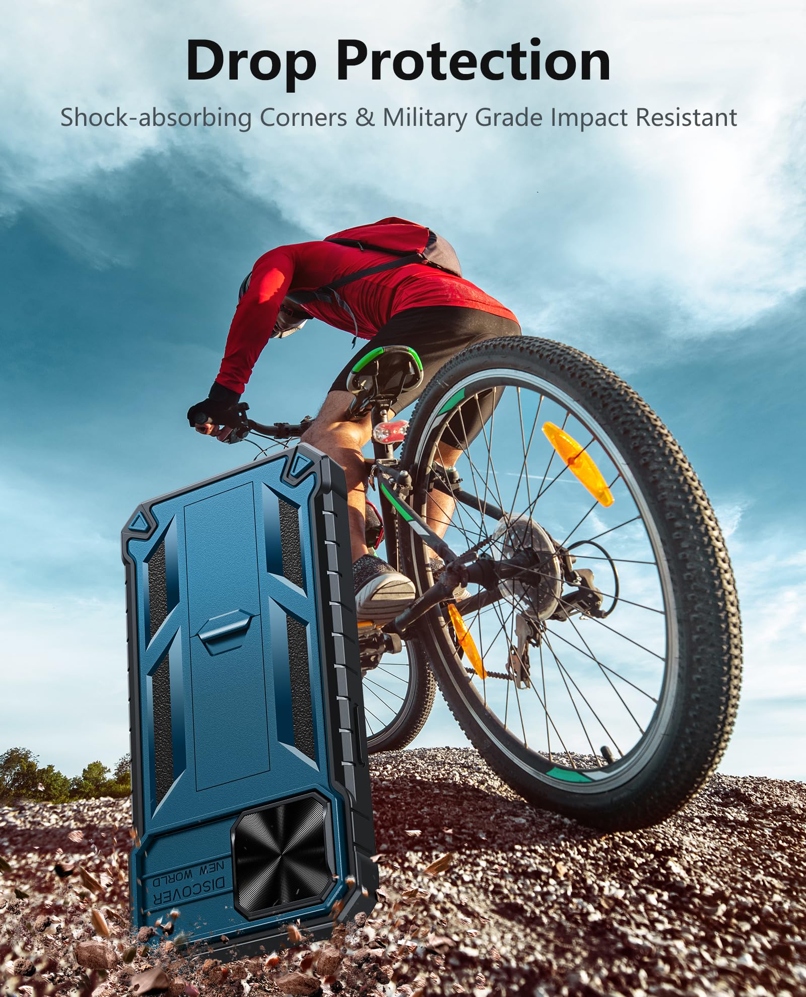 FNTCASE Military Grade Shockproof iPhone 15 Case with Kickstand - Heavy Duty Rugged Phone Cover with Anti-Slip Texture & Slide Protection - Perfect for Outdoor Activities, Construction Work & Extreme Sports