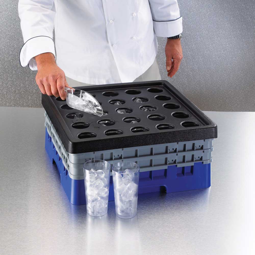Cambro 25SWGF110 IceExpress Water Glass Filler - 25 Compartment Black Ice Bin for Restaurants, Bars & Catering | Perfect for Beverage Service & Drink Stations