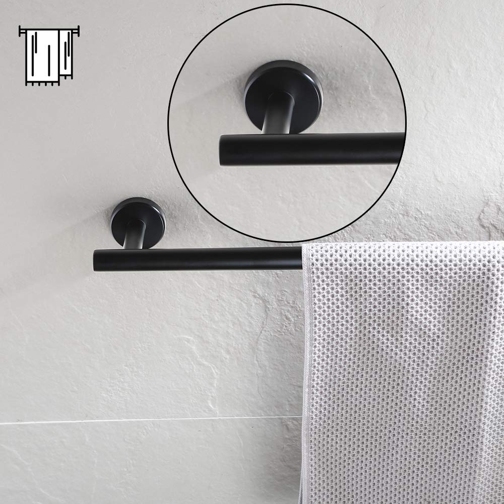 Matte Black Stainless Steel Towel Ring - 7