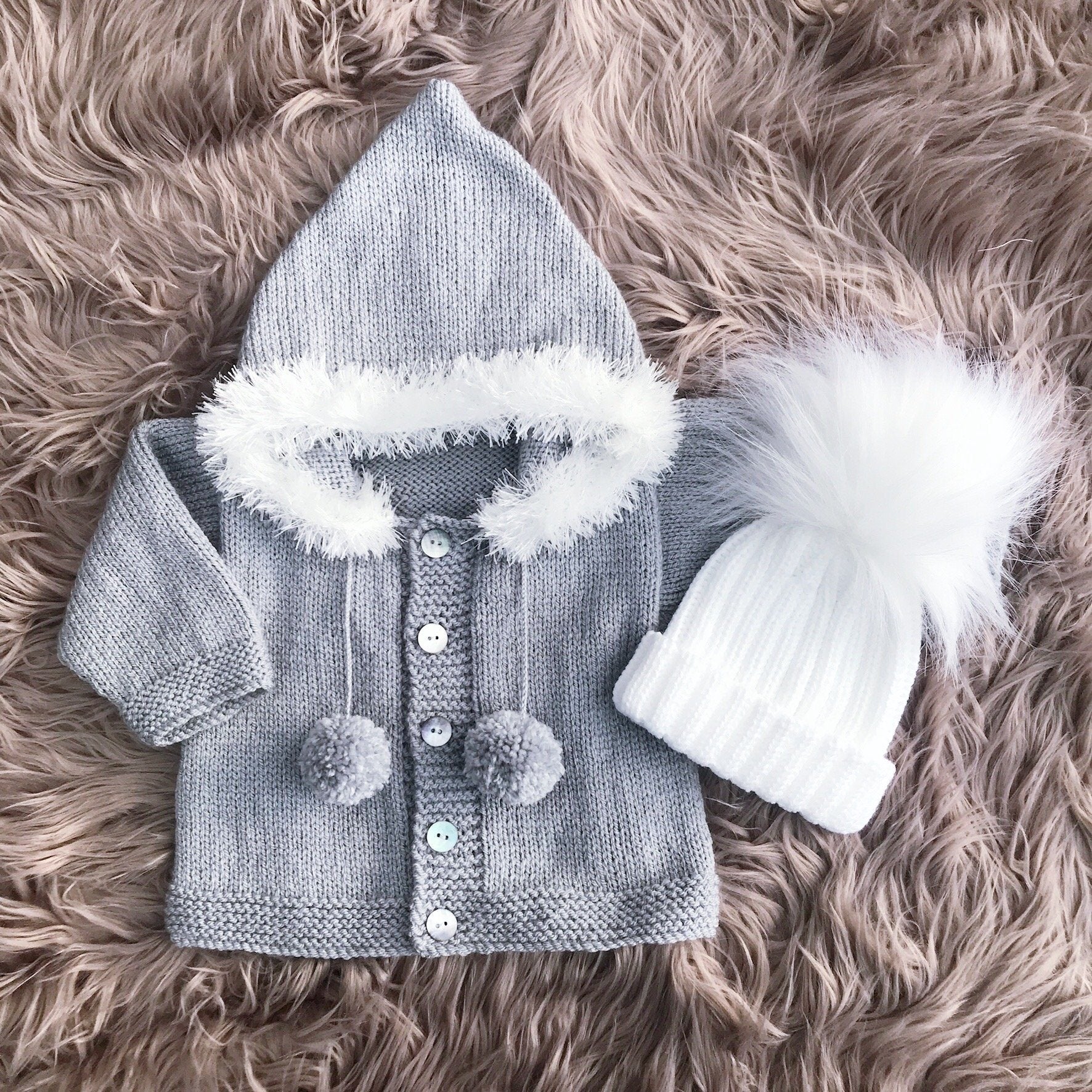 Custom Grey Faux Fur Hoodie for Women - Cozy Winter Fashion Outerwear - Perfect for Casual Outings, Streetwear & Cold Weather Layering