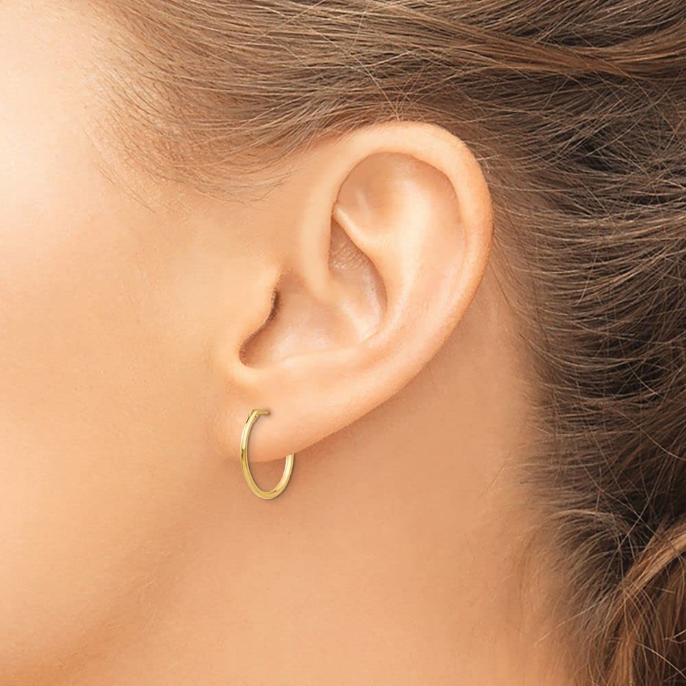 14K Yellow Gold 1.25mm Hoop Earrings for Women - 15mm x 1mm Thin Dainty Huggie Hoops - Perfect for Everyday Wear, Gifts & Special Occasions