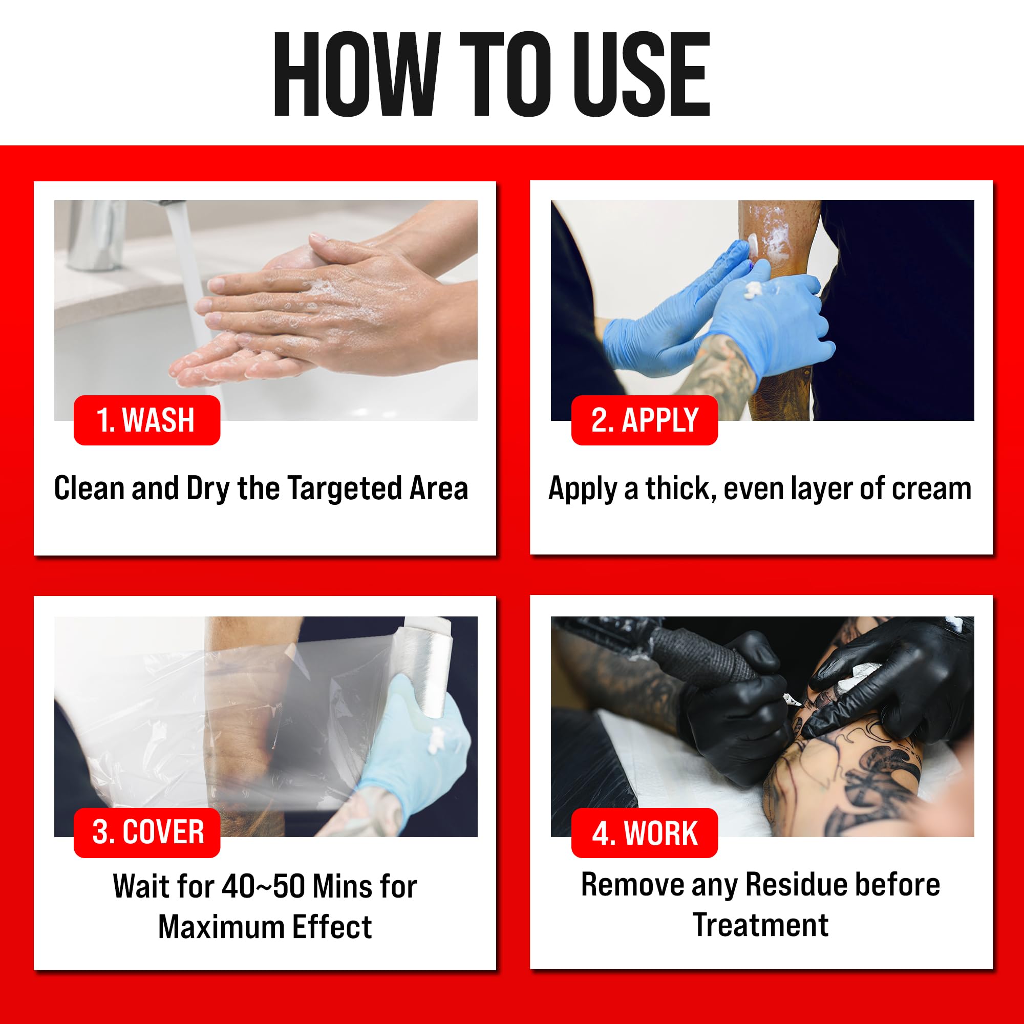 Maximum Strength Tattoo Numbing Cream (50g) - 6 Hours Pain Relief for Tattoos & Waxing - Best Numbing Cream for Brazilian Wax & Body Art - Professional Pain Management Solution for Tattoo Sessions, Waxing Treatments & Cosmetic Procedures