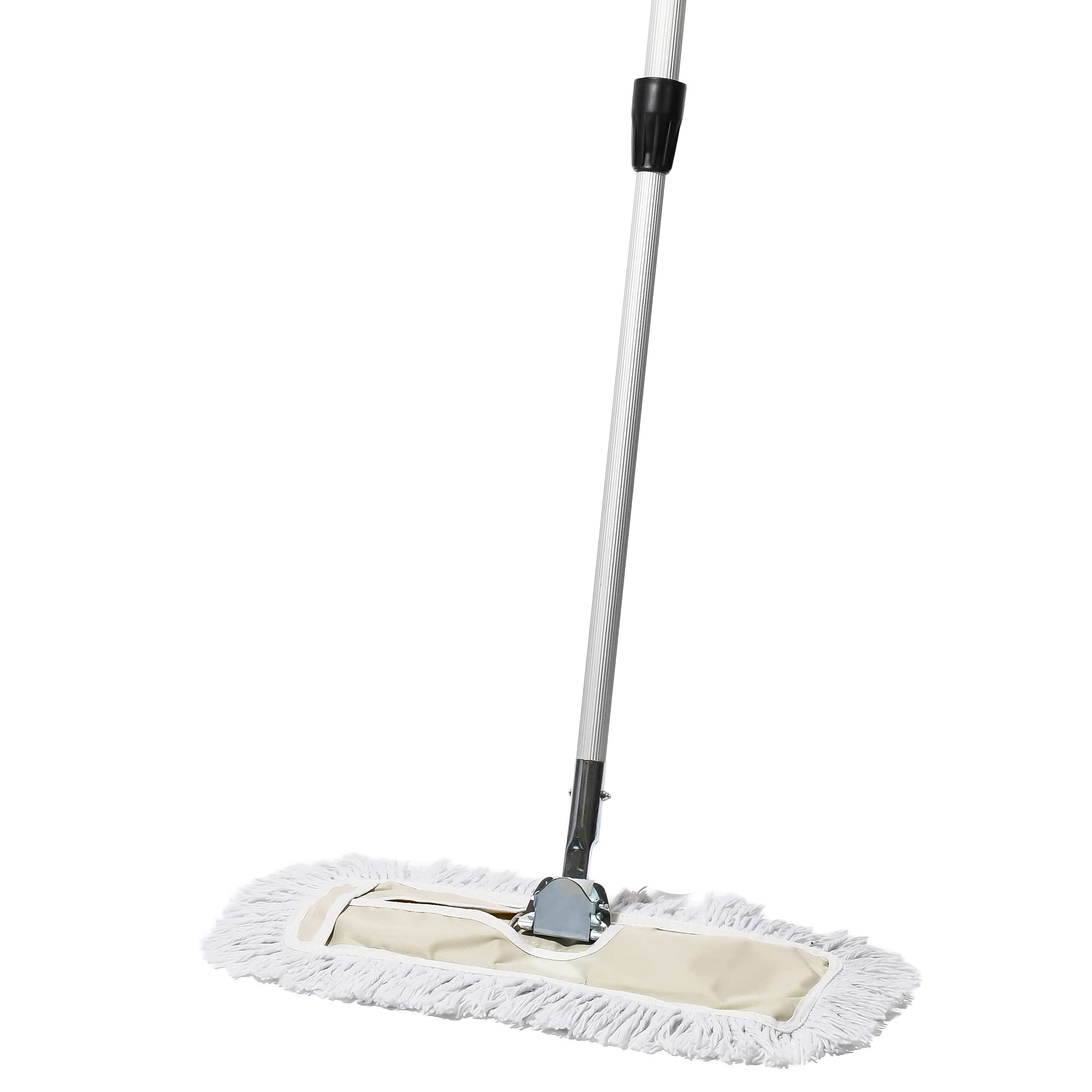18 Inch Commercial Dust Mop & Floor Sweeper - Reusable Cotton Mop Head for Hardwood Floors | Extendable Handle for Easy Cleaning | Industrial Dry Mop for Janitorial Supplies & Floor Maintenance | Perfect for Offices, Schools & Home Use