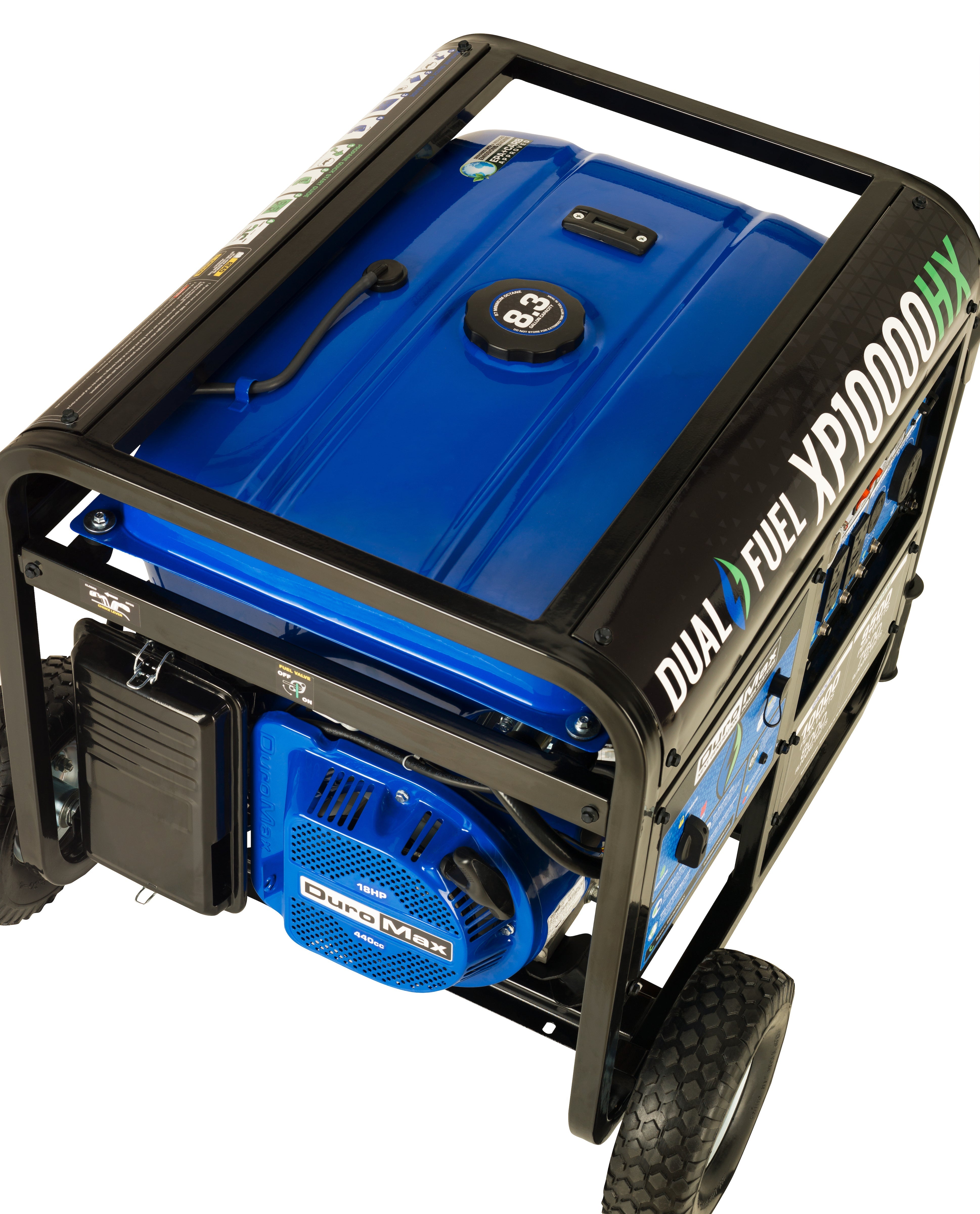 DuroMax XP10000HX 8000W/10000W Dual Fuel Portable Generator with CO Alert & Electric Start - Perfect for Home Backup Power, Camping, and Emergency Use