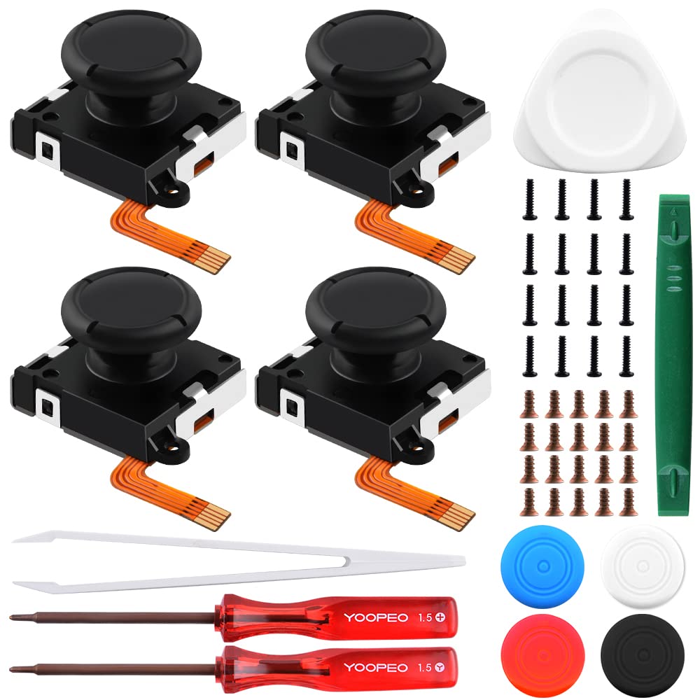 Original GeeekPi Guli Hall Joystick for Nintendo Switch JoyCon Replacement - No Drifting, Electromagnetic Stick, 50% Power Saving, High Precision Response, Replaceable Stick Cap - Perfect for Switch OLED Repair & Gaming (2-Pack)