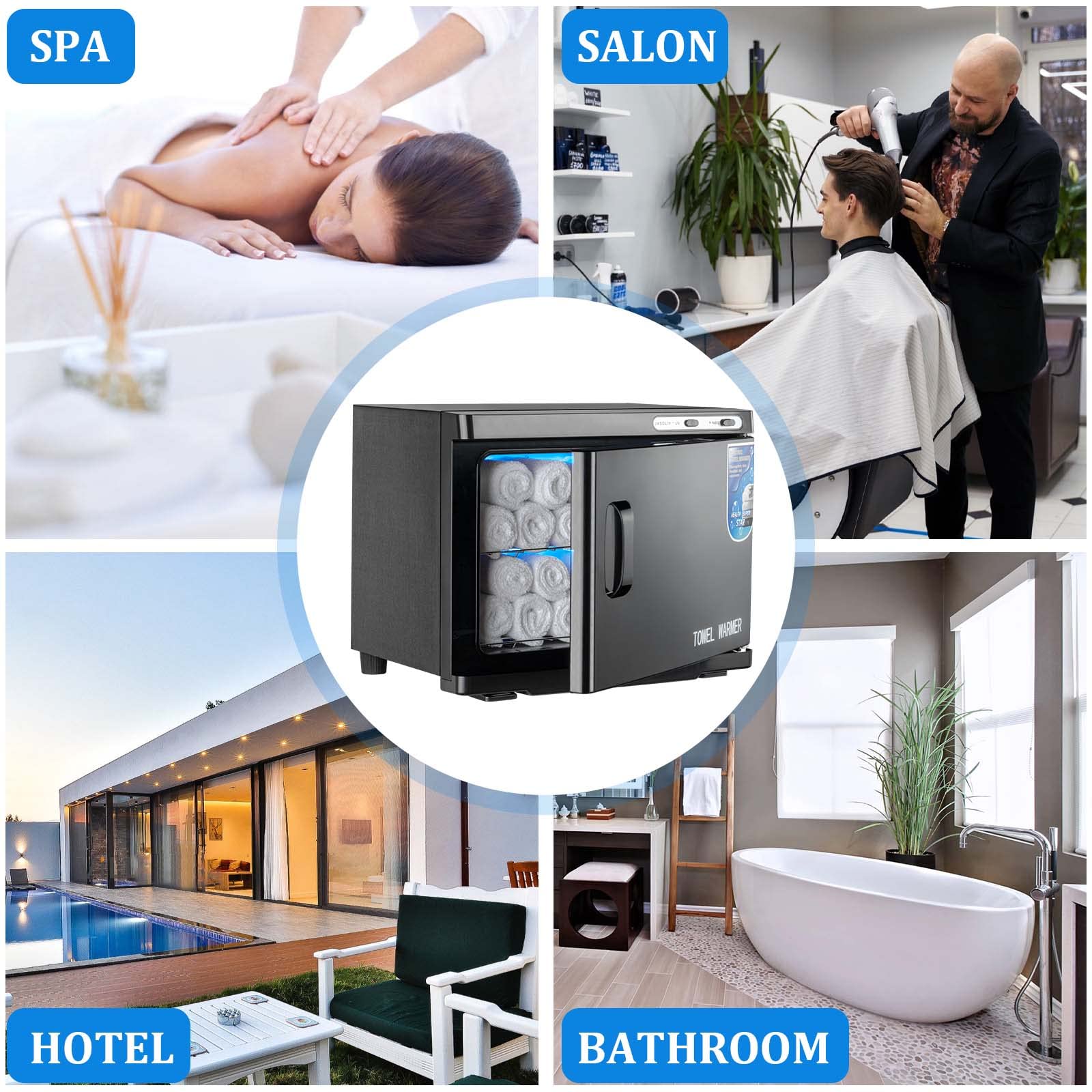 Professional 23L Large Capacity Towel Warmer Cabinet with LED Light - Fast Heating Bathroom Towel Heater for Spa, Salon & Home Use | Black Hot Towel Dispenser for Facial, Massage & Luxury Bathroom Experience