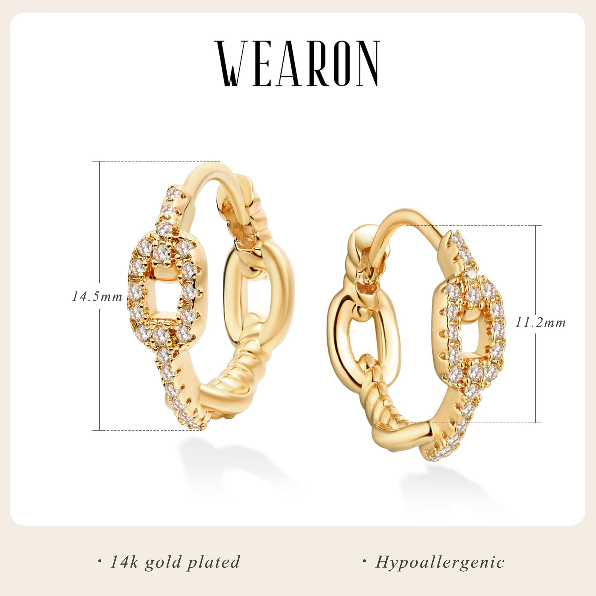 14K Gold Plated Huggie Hoop Earrings for Women - Hypoallergenic Twisted Chain Hollow Out Earrings | Fashion Jewelry Gift for Birthday, Anniversary & Daily Wear